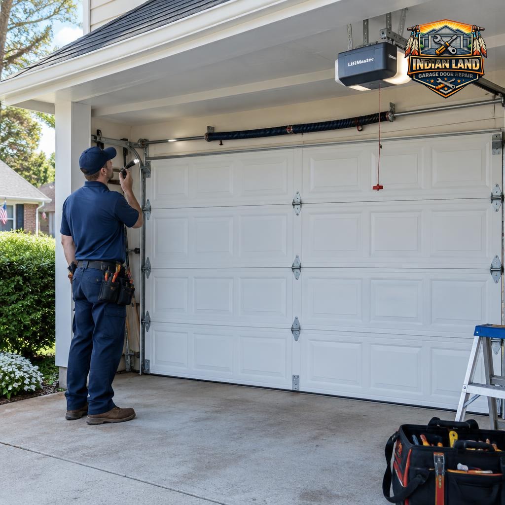 Technician repairing a garage door that won't open in Indian Land, SC